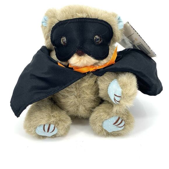 VTG ‘90 Gibson Greetings Masked w/Cape 5” Teddy Bear Plush NOS Teddy Hugglesbie - Picture 1 of 7